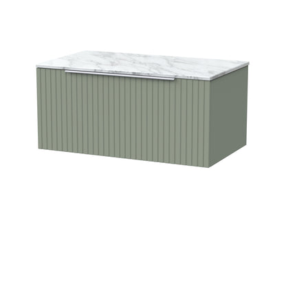 [BFLF3125CMT] Callingwood Contemporary Wall Hung 1 Drawer Vanity Unit with Carrera Marble Worktop, Choice of Size and Colour - Cutout