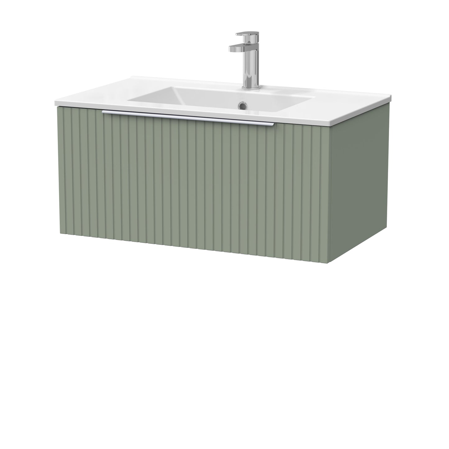 [BFLF3125C] Callingwood Contemporary Wall Hung 1 Drawer Vanity Unit with Minimalist Ceramic Basin, Choice of Size and Colour - Cutout
