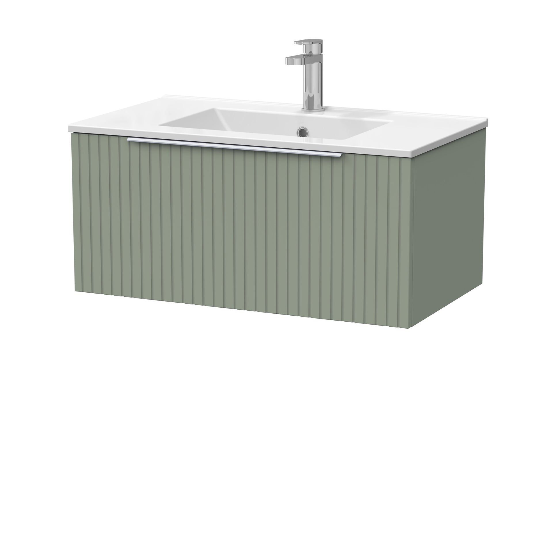 [BFLF3125C] Callingwood Contemporary Wall Hung 1 Drawer Vanity Unit with Minimalist Ceramic Basin, Choice of Size and Colour - Cutout