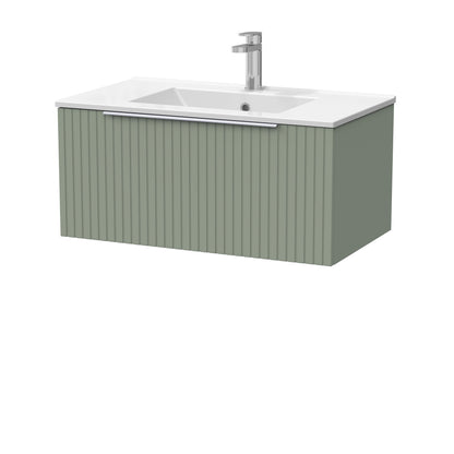 [BFLF3125C] Callingwood Contemporary Wall Hung 1 Drawer Vanity Unit with Minimalist Ceramic Basin, Choice of Size and Colour - Cutout