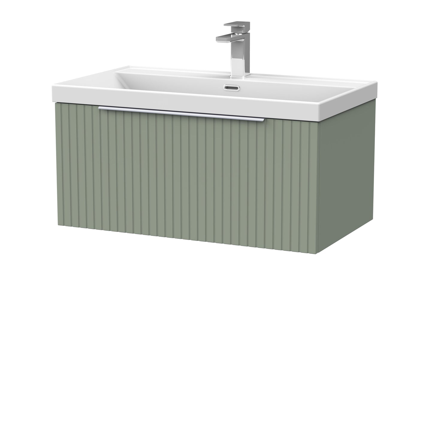 [BFLF3125E] Callingwood Contemporary Wall Hung 1 Drawer Vanity Unit with Thin-Edge Ceramic Basin, Choice of Size and Colour - Cutout