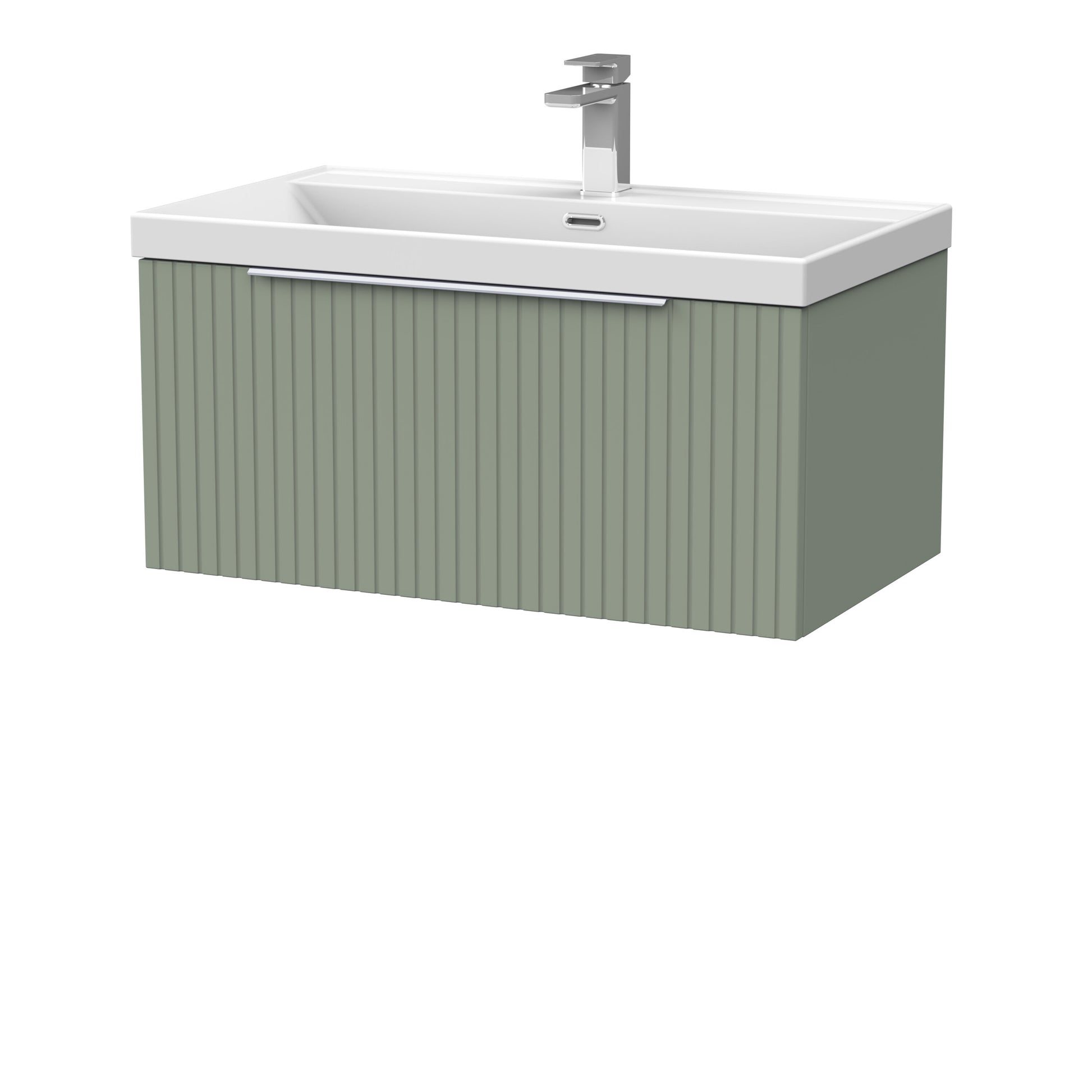 [BFLF3125E] Callingwood Contemporary Wall Hung 1 Drawer Vanity Unit with Thin-Edge Ceramic Basin, Choice of Size and Colour - Cutout