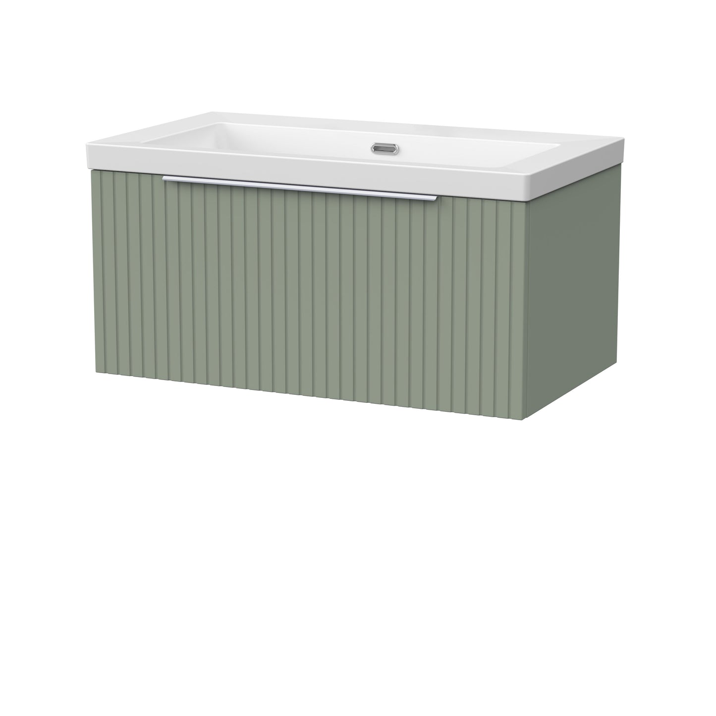 [BFLF3125K] Callingwood Contemporary Wall Hung 1 Drawer Vanity Unit with 0 Tap Hole Fireclay Basin, Choice of Size and Colour - Cutout
