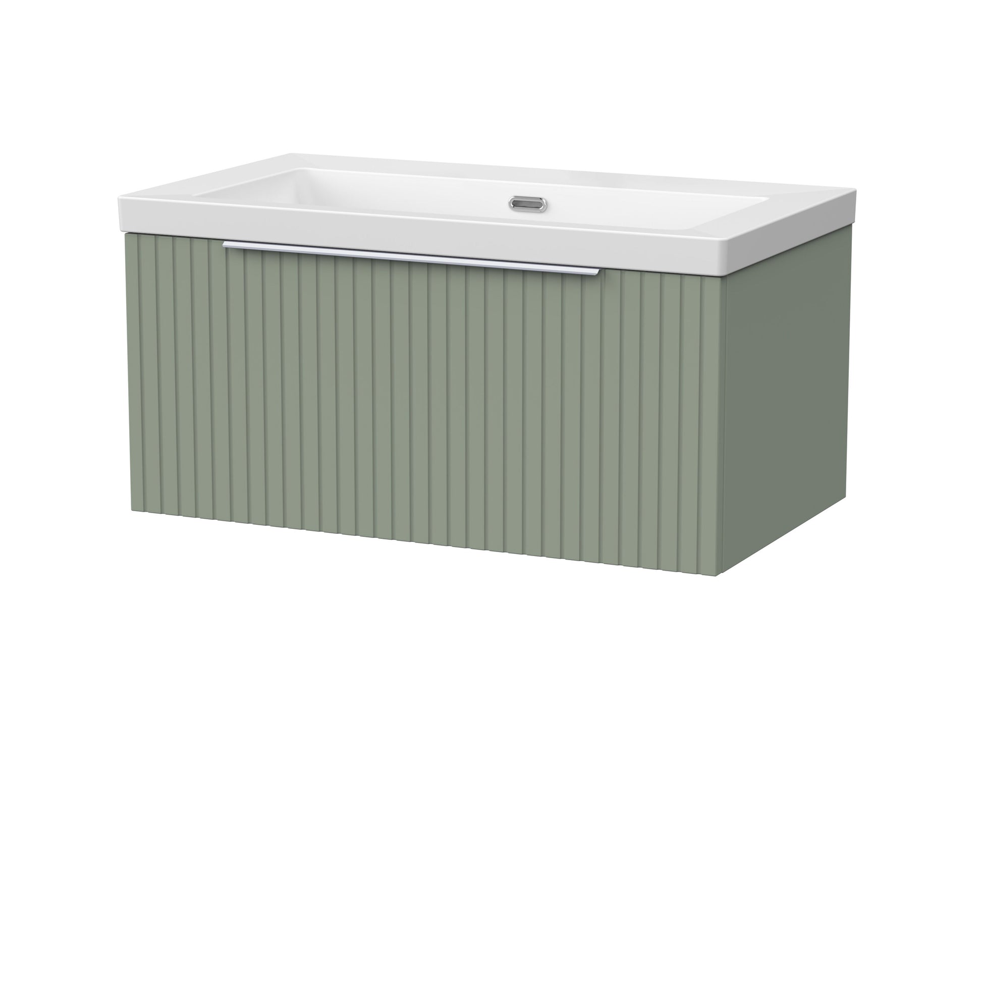 [BFLF3125K] Callingwood Contemporary Wall Hung 1 Drawer Vanity Unit with 0 Tap Hole Fireclay Basin, Choice of Size and Colour - Cutout