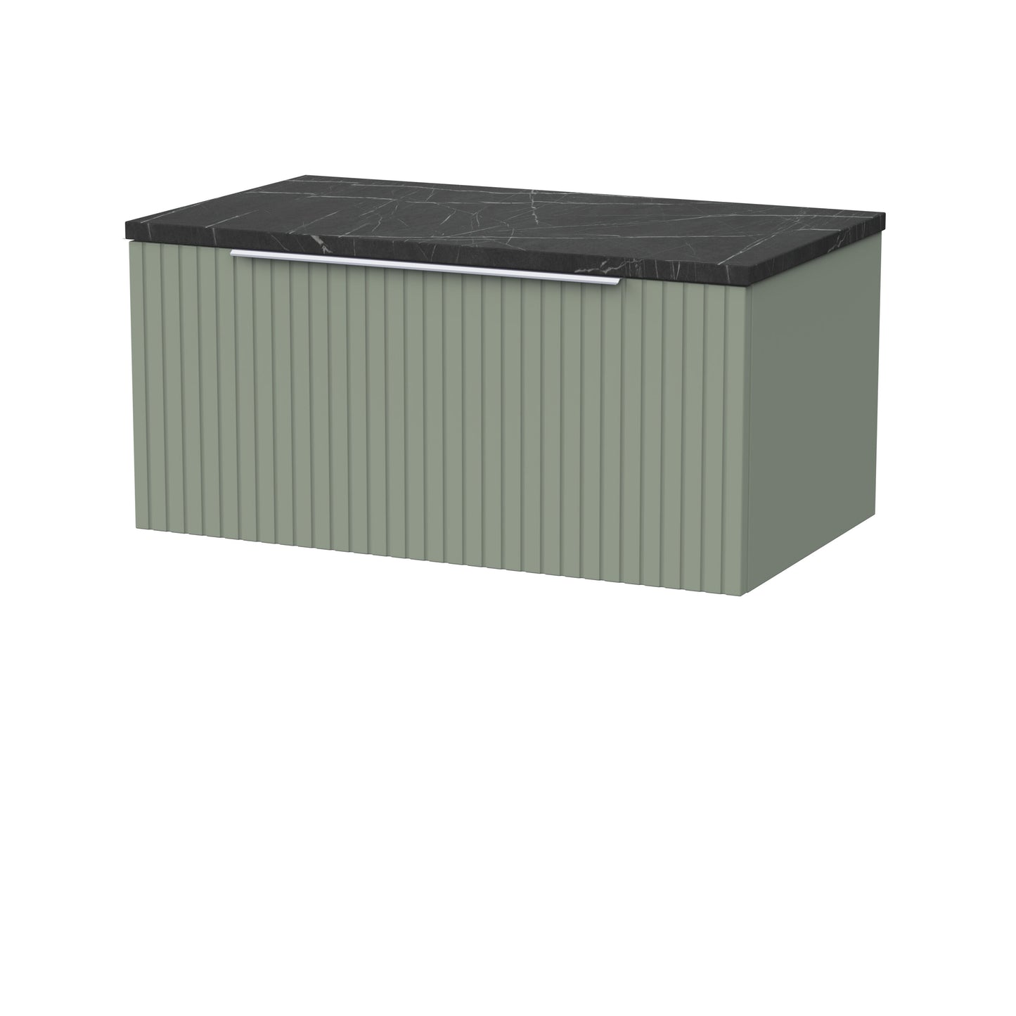 [BFLF3125LBP] Callingwood Contemporary Wall Hung 1 Drawer Vanity Unit with Black Pietra Marble Laminate Worktop, Choice of Size and Colour - Cutout
