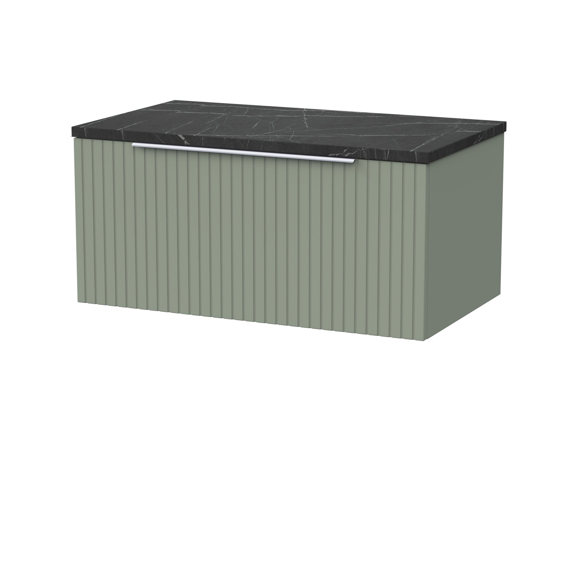 [BFLF3125LBP] Callingwood Contemporary Wall Hung 1 Drawer Vanity Unit with Black Pietra Marble Laminate Worktop, Choice of Size and Colour - Cutout