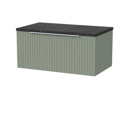 [BFLF3125LBP] Callingwood Contemporary Wall Hung 1 Drawer Vanity Unit with Black Pietra Marble Laminate Worktop, Choice of Size and Colour - Cutout