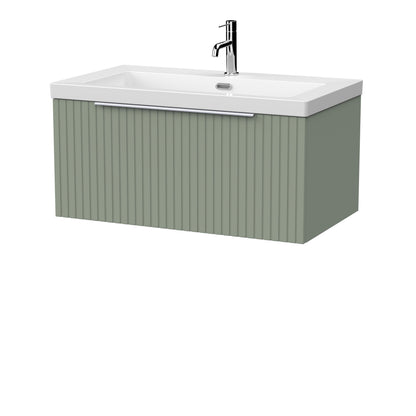 [BFLF3125L] Callingwood Contemporary Wall Hung 1 Drawer Vanity Unit with 1 Tap Hole Fireclay Basin, Choice of Size and Colour - Cutout