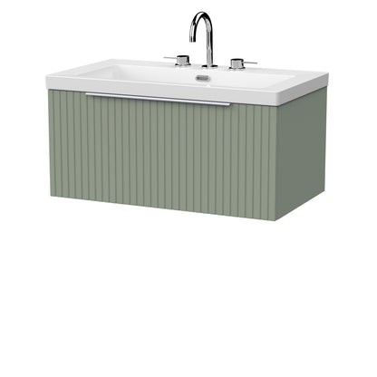 [BFLF3125M] Callingwood Contemporary Wall Hung 1 Drawer Vanity Unit with 3 Tap Hole Fireclay Basin, Choice of Size and Colour - Cutout