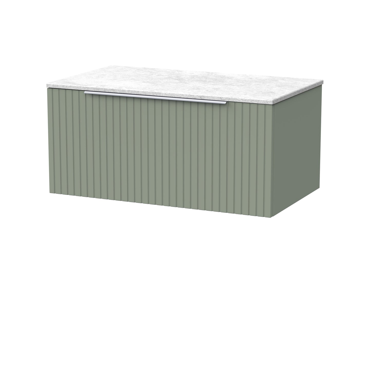 [BFLF3125WMT] Callingwood Contemporary Wall Hung 1 Drawer Vanity Unit with White Marble Worktop, Choice of Size and Colour - Cutout