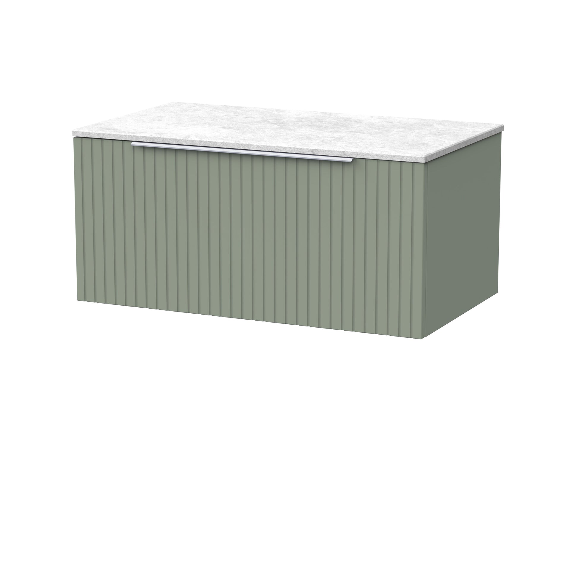 [BFLF3125WMT] Callingwood Contemporary Wall Hung 1 Drawer Vanity Unit with White Marble Worktop, Choice of Size and Colour - Cutout
