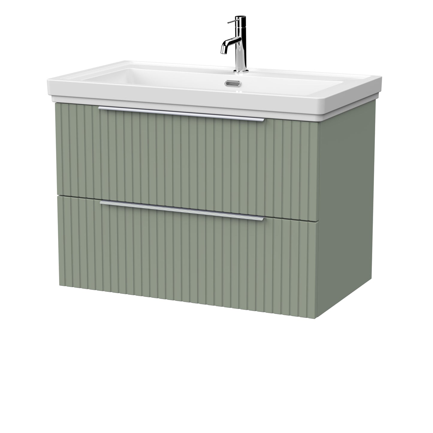 [BFLF3126A] Callingwood Contemporary Wall Hung 2 Drawer Vanity Unit with Traditional 1 Tap Hole Fireclay Basin, Choice of Size and Colour - Cutout