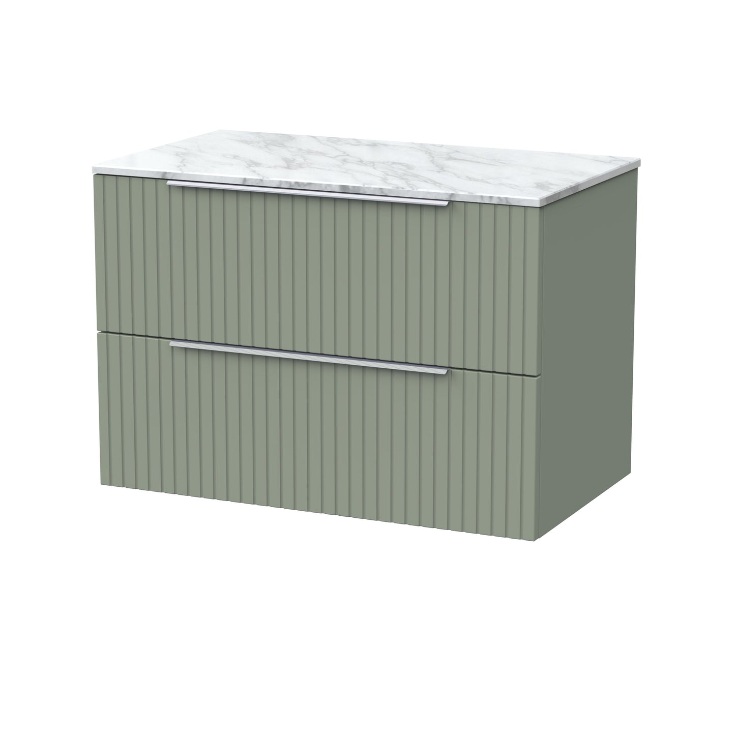 [BFLF3126CMT] Callingwood Contemporary Wall Hung 2 Drawer Vanity Unit with Carrera Marble Worktop, Choice of Size and Colour - Cutout