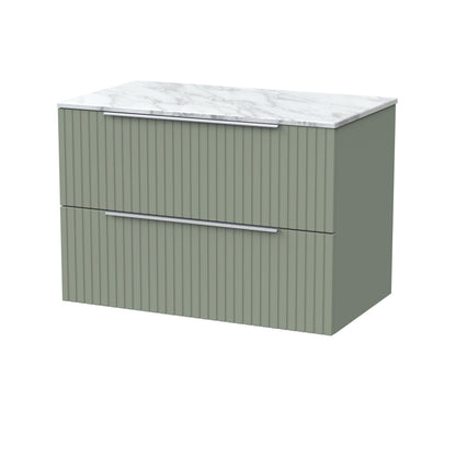 [BFLF3126CMT] Callingwood Contemporary Wall Hung 2 Drawer Vanity Unit with Carrera Marble Worktop, Choice of Size and Colour - Cutout