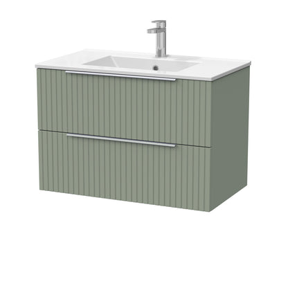 [BFLF3126C] Callingwood Contemporary Wall Hung 2 Drawer Vanity Unit with Minimalist Ceramic Basin, Choice of Size and Colour - Cutout