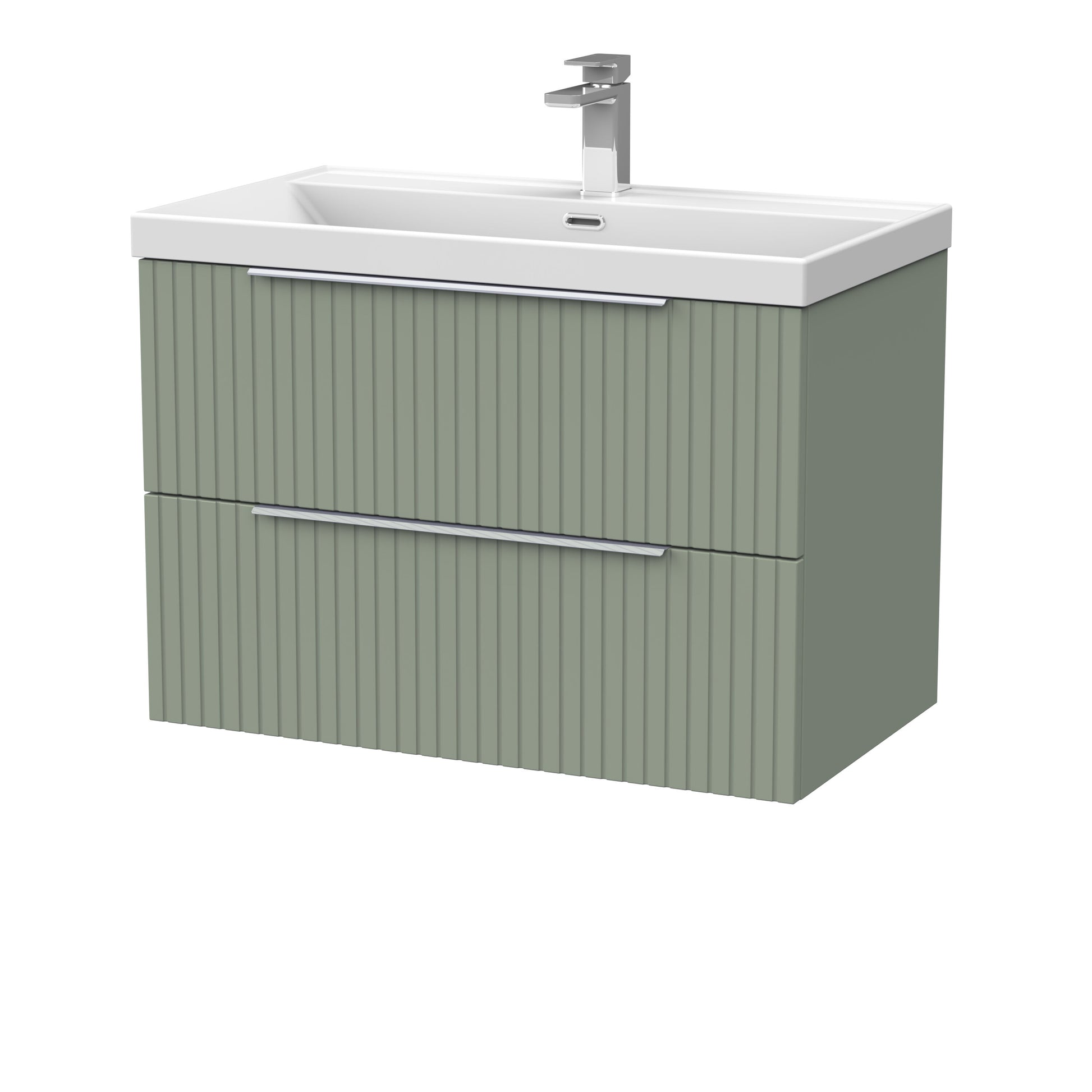 [BFLF3126E] Callingwood Contemporary Wall Hung 2 Drawer Vanity Unit with Thin-Edge Ceramic Basin, Choice of Size and Colour - Cutout
