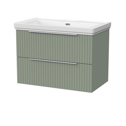 [BFLF3126H] Callingwood Contemporary Wall Hung 2 Drawer Vanity Unit with Traditional 0 Tap Hole Fireclay Basin, Choice of Size and Colour - Cutout
