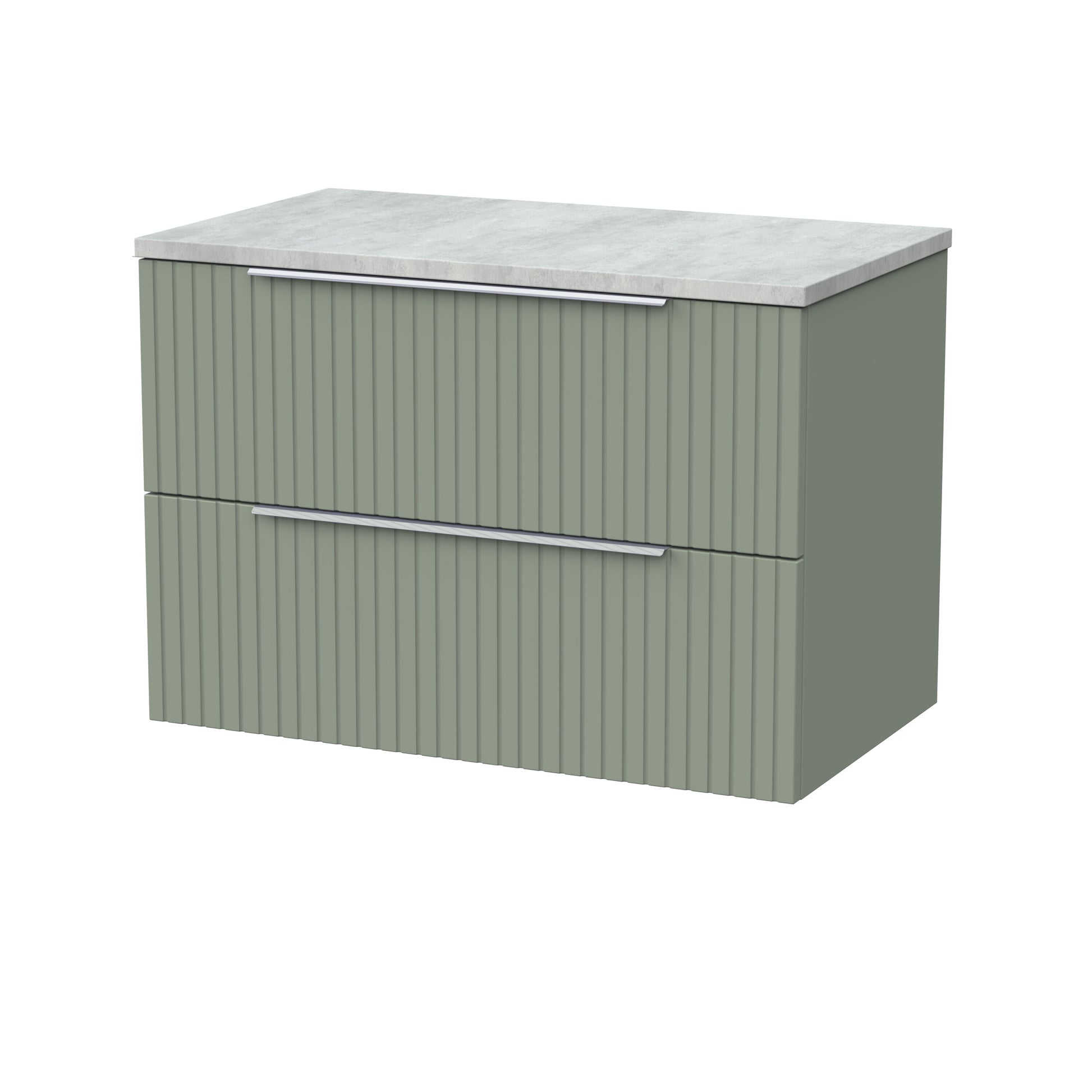 [BFLF3126LBG] Callingwood Contemporary Wall Hung 2 Drawer Vanity Unit with Bellato Grey Laminate Worktop, Choice of Size and Colour - Cutout