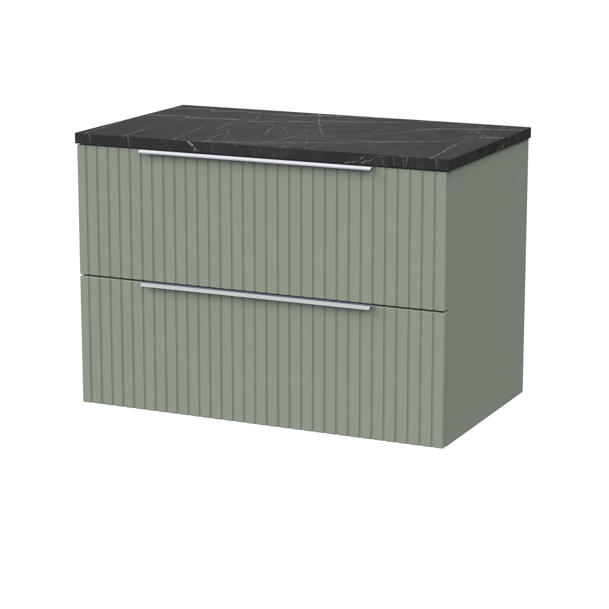 [BFLF3126LBP] Callingwood Contemporary Wall Hung 2 Drawer Vanity Unit with Black Pietra Marble Laminate Worktop, Choice of Size and Colour - Cutout