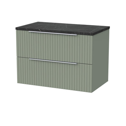 [BFLF3126LBP] Callingwood Contemporary Wall Hung 2 Drawer Vanity Unit with Black Pietra Marble Laminate Worktop, Choice of Size and Colour - Cutout