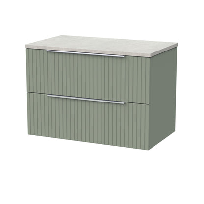 [BFLF3126LSWG] Callingwood Contemporary Wall Hung 2 Drawer Vanity Unit with White Sparkle Laminate Worktop, Choice of Size and Colour - Cutout