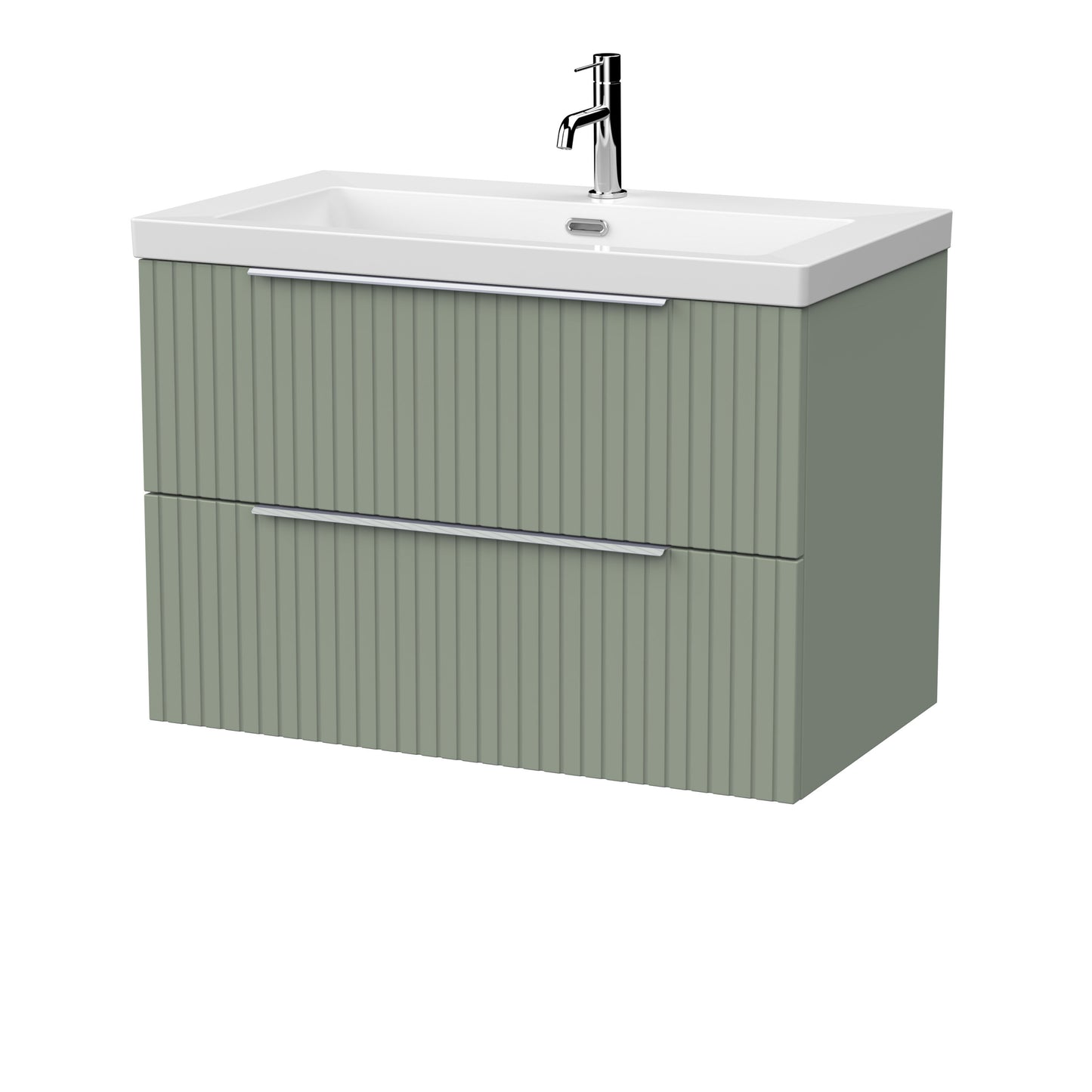 [BFLF3126L] Callingwood Contemporary Wall Hung 2 Drawer Vanity Unit with 1 Tap Hole Fireclay Basin, Choice of Size and Colour - Cutout