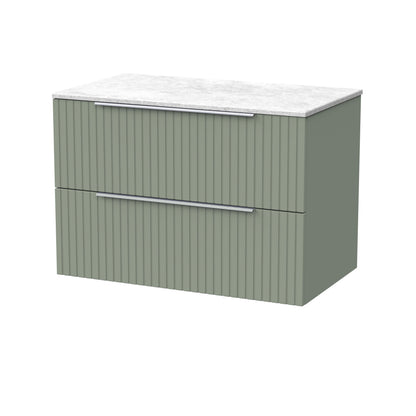 [BFLF3126WMT] Callingwood Contemporary Wall Hung 2 Drawer Vanity Unit with White Marble Worktop, Choice of Size and Colour - Cutout