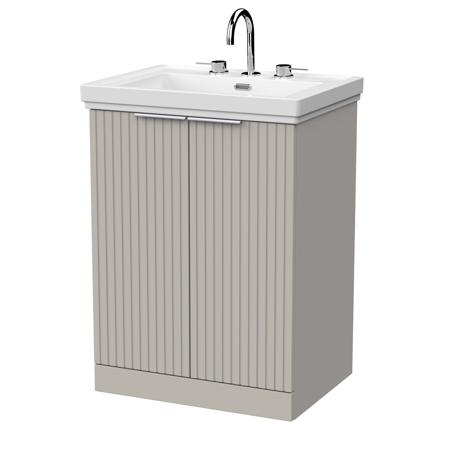 [BFLF3203B] Callingwood Contemporary Floor Standing 2 Door Vanity Unit with Traditional 3 Tap Hole Fireclay Basin, Choice of Size and Colour - Cutout