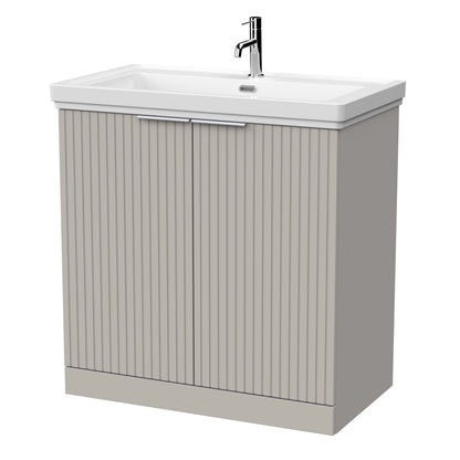[BFLF3205A] Callingwood Contemporary Floor Standing 2 Door Vanity Unit with Traditional 1 Tap Hole Fireclay Basin, Choice of Size and Colour - Cutout