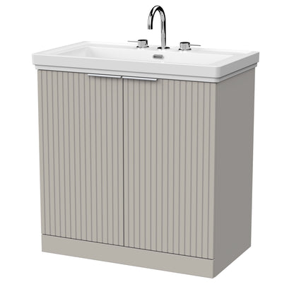 [BFLF3205B] Callingwood Contemporary Floor Standing 2 Door Vanity Unit with Traditional 3 Tap Hole Fireclay Basin, Choice of Size and Colour - Cutout