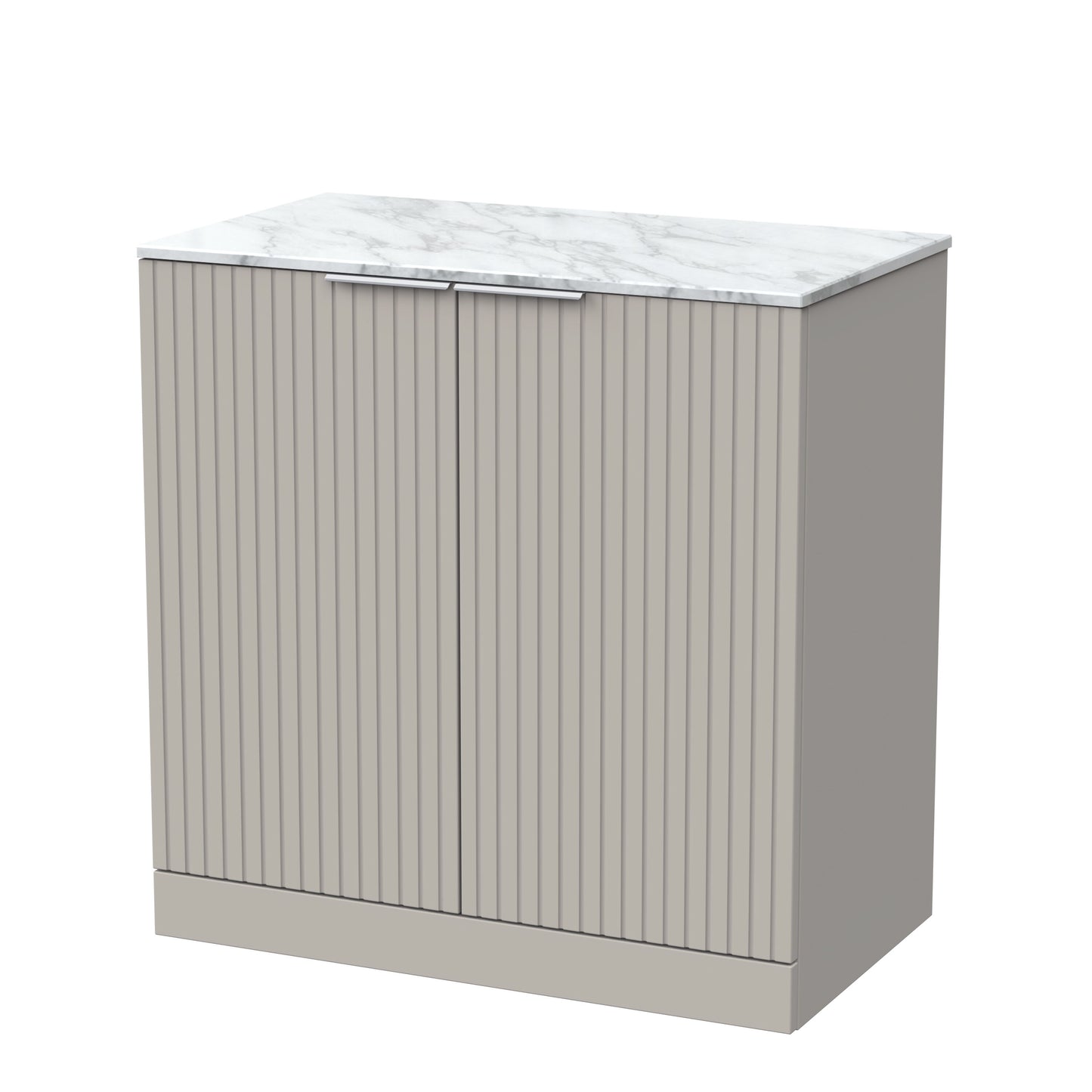 [BFLF3205CMT] Callingwood Contemporary Floor Standing 2 Door Vanity Unit with Carrera Marble Worktop, Choice of Size and Colour - Cutout