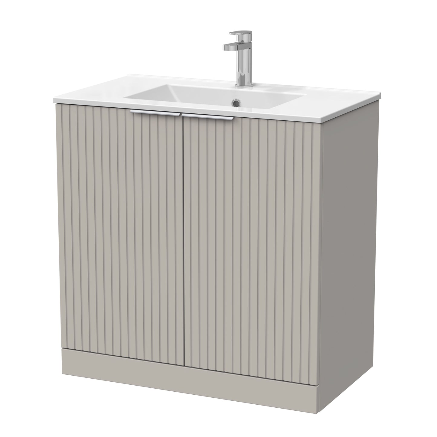 [BFLF3205C] Callingwood Contemporary Floor Standing 2 Door Vanity Unit with Minimalist Ceramic Basin, Choice of Size and Colour - Cutout