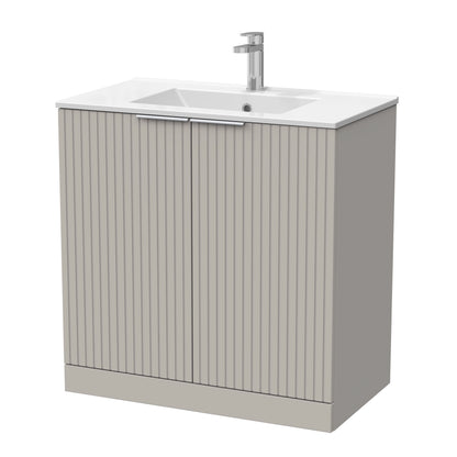 [BFLF3205C] Callingwood Contemporary Floor Standing 2 Door Vanity Unit with Minimalist Ceramic Basin, Choice of Size and Colour - Cutout