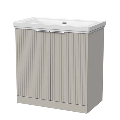 [BFLF3205H] Callingwood Contemporary Floor Standing 2 Door Vanity Unit with Traditional 0 Tap Hole Fireclay Basin, Choice of Size and Colour - Cutout