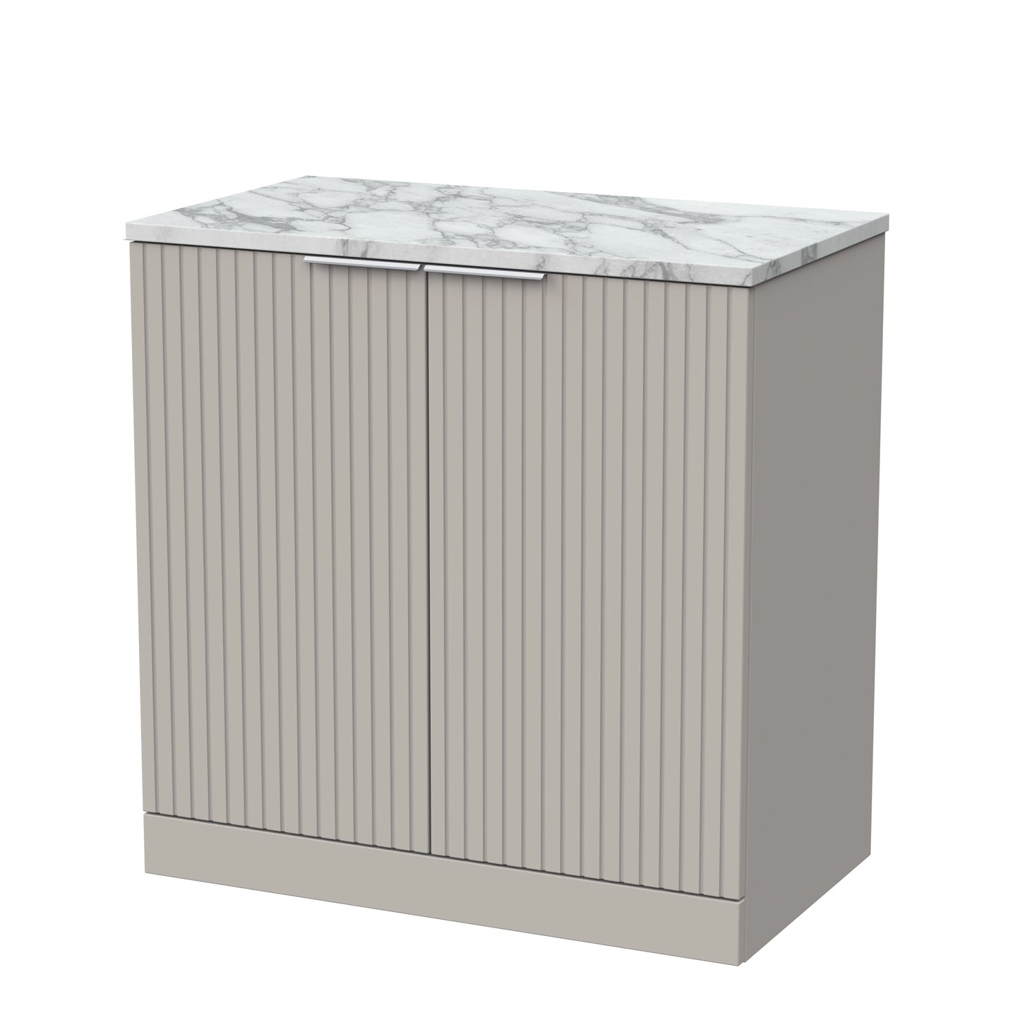[BFLF3205LCM] Callingwood Contemporary Floor Standing 2 Door Vanity Unit with Carrera Marble Laminate Worktop, Choice of Size and Colour - Cutout