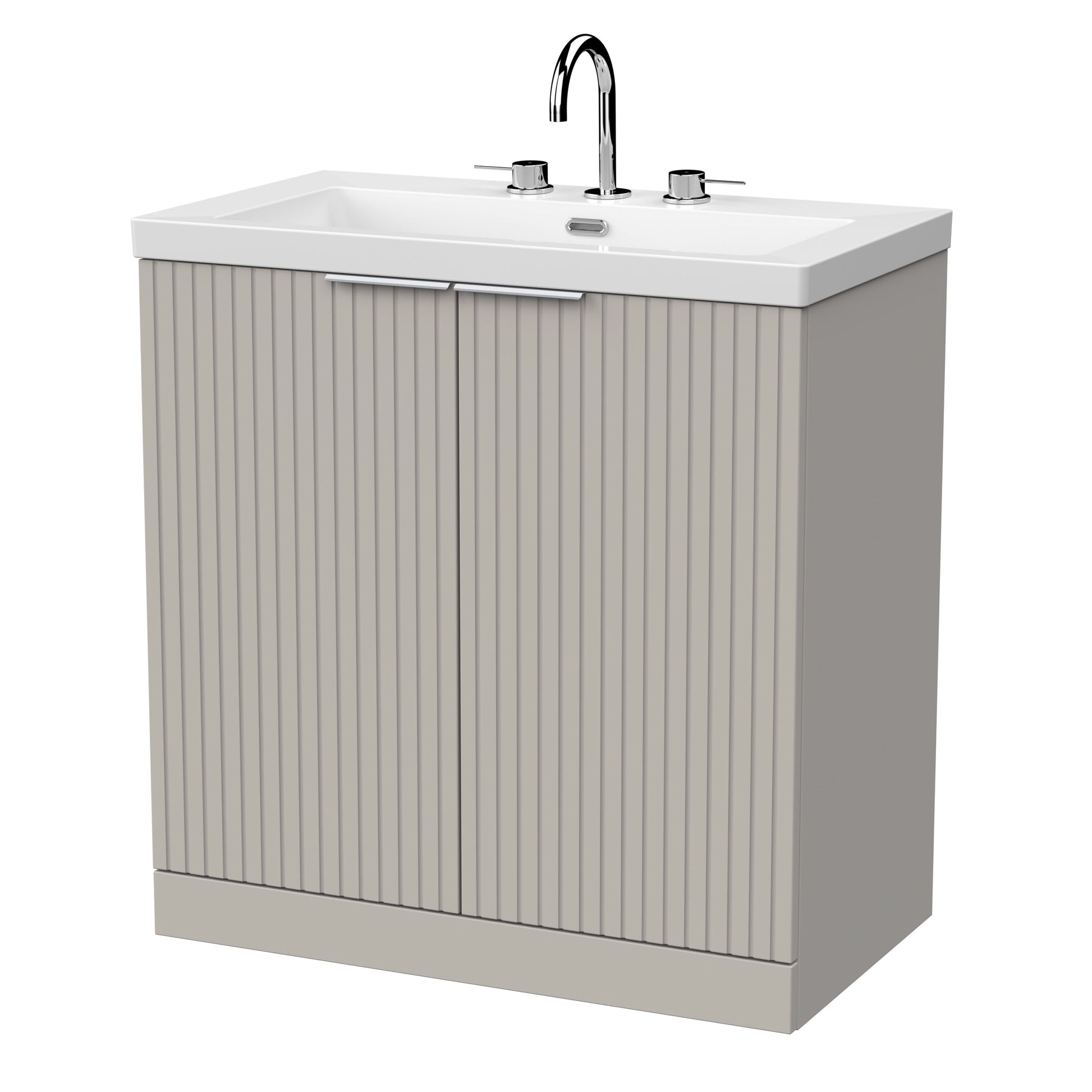 [BFLF3205M] Callingwood Contemporary Floor Standing 2 Door Vanity Unit with 3 Tap Hole Fireclay Basin, Choice of Size and Colour - Cutout