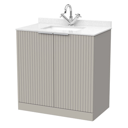 [BFLF3205WS1] Callingwood Contemporary Floor Standing 2 Door Vanity Unit with Marble Worktop and Basin, Choice of Size and Colour - Cutout