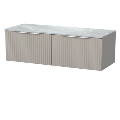 [BFLF3222GMT2] Callingwood Contemporary Wall Hung 2 Drawer 1200mm Vanity Unit with Grey Marble Worktop, Choice of Colour - Cutout