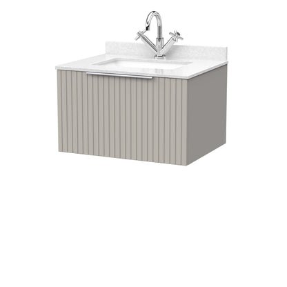 [BFLF3222WS1] Callingwood Contemporary Wall Hung 1 Drawer Vanity Unit with Marble Worktop and Basin, Choice of Size and Colour - Cutout