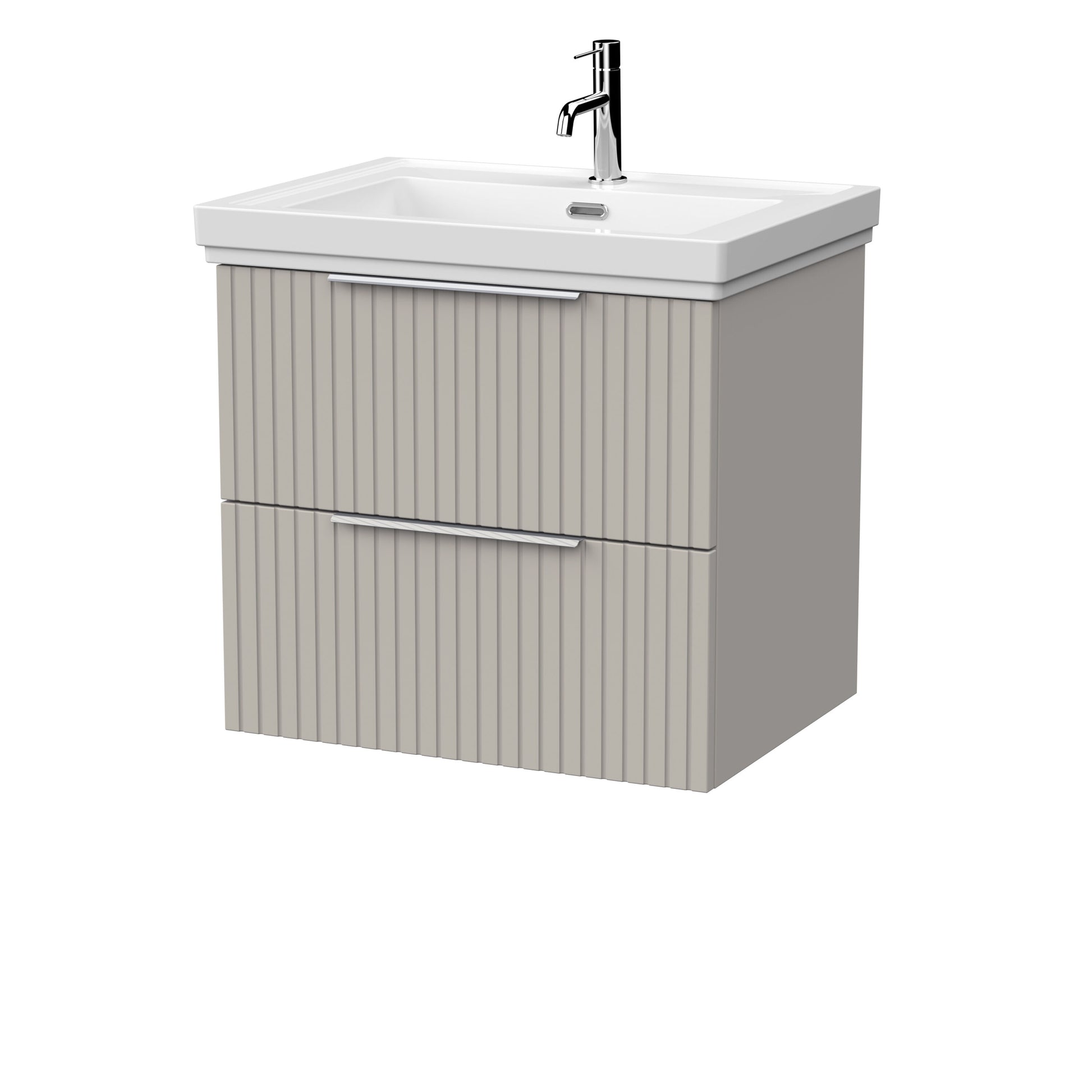 [BFLF3224A] Callingwood Contemporary Wall Hung 2 Drawer Vanity Unit with Traditional 1 Tap Hole Fireclay Basin, Choice of Size and Colour - Cutout