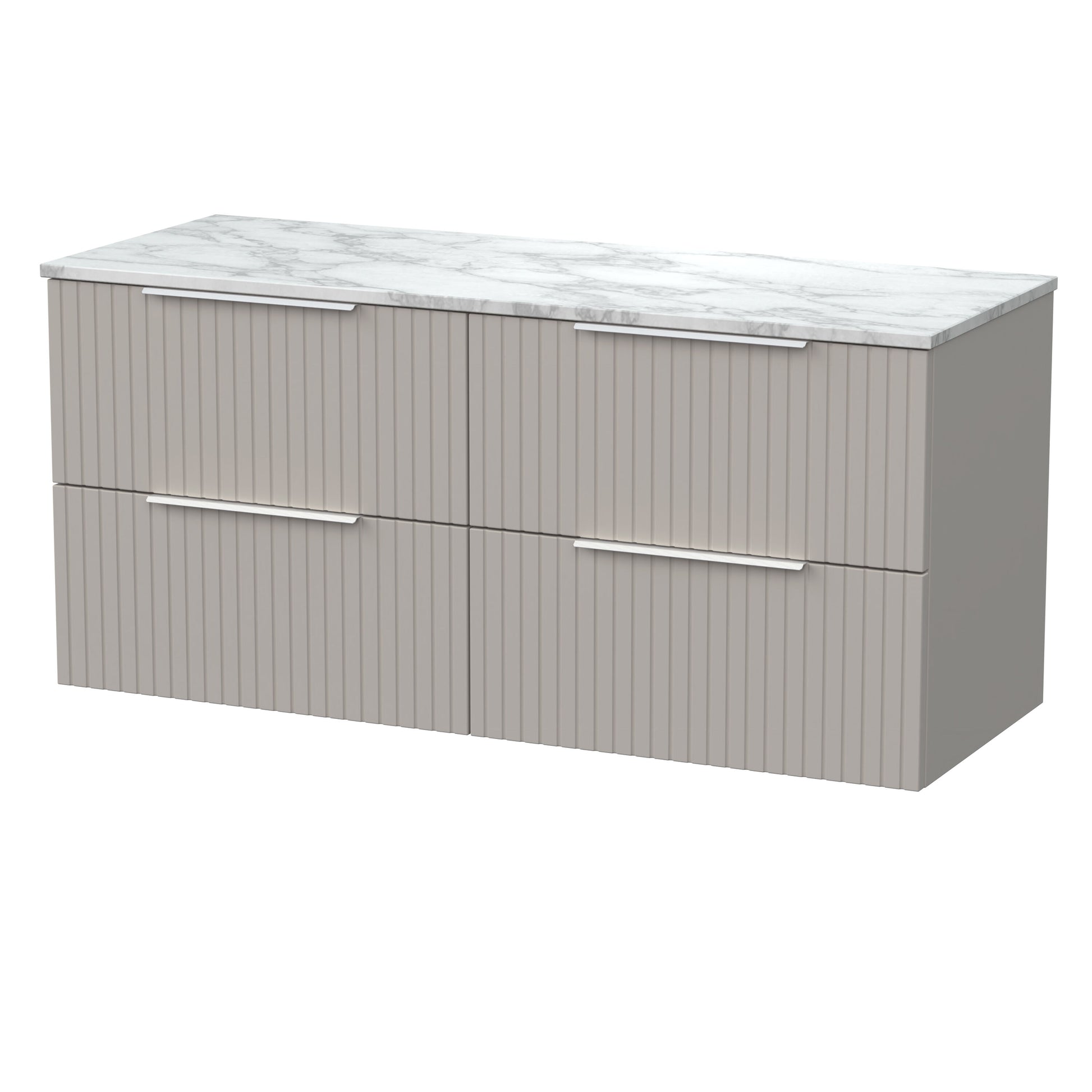 [BFLF3224CMT2] Callingwood Contemporary Wall Hung 4 Drawer 1200mm Vanity Unit with Carrera Marble Worktop, Choice of Colour - Cutout