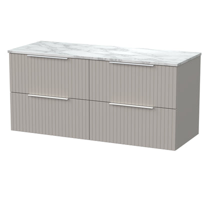 [BFLF3224CMT2] Callingwood Contemporary Wall Hung 4 Drawer 1200mm Vanity Unit with Carrera Marble Worktop, Choice of Colour - Cutout