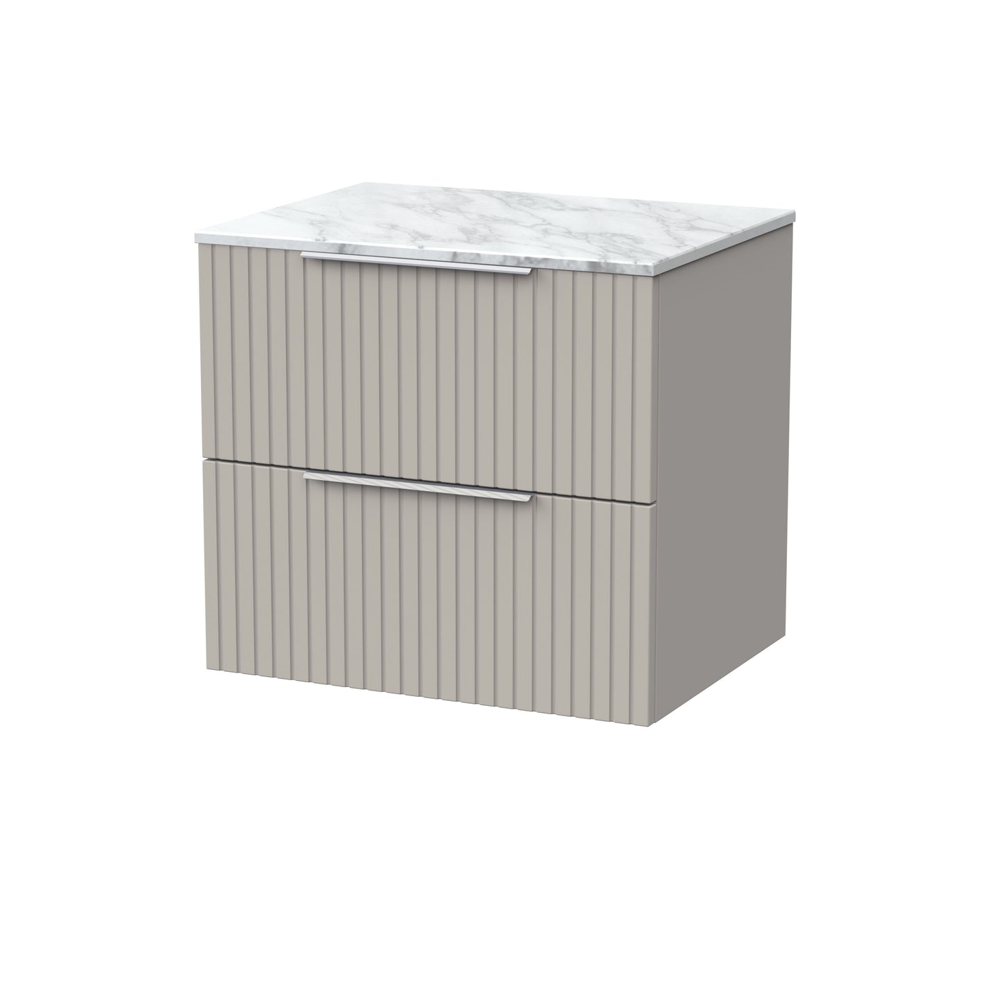 [BFLF3224CMT] Callingwood Contemporary Wall Hung 2 Drawer Vanity Unit with Carrera Marble Worktop, Choice of Size and Colour - Cutout