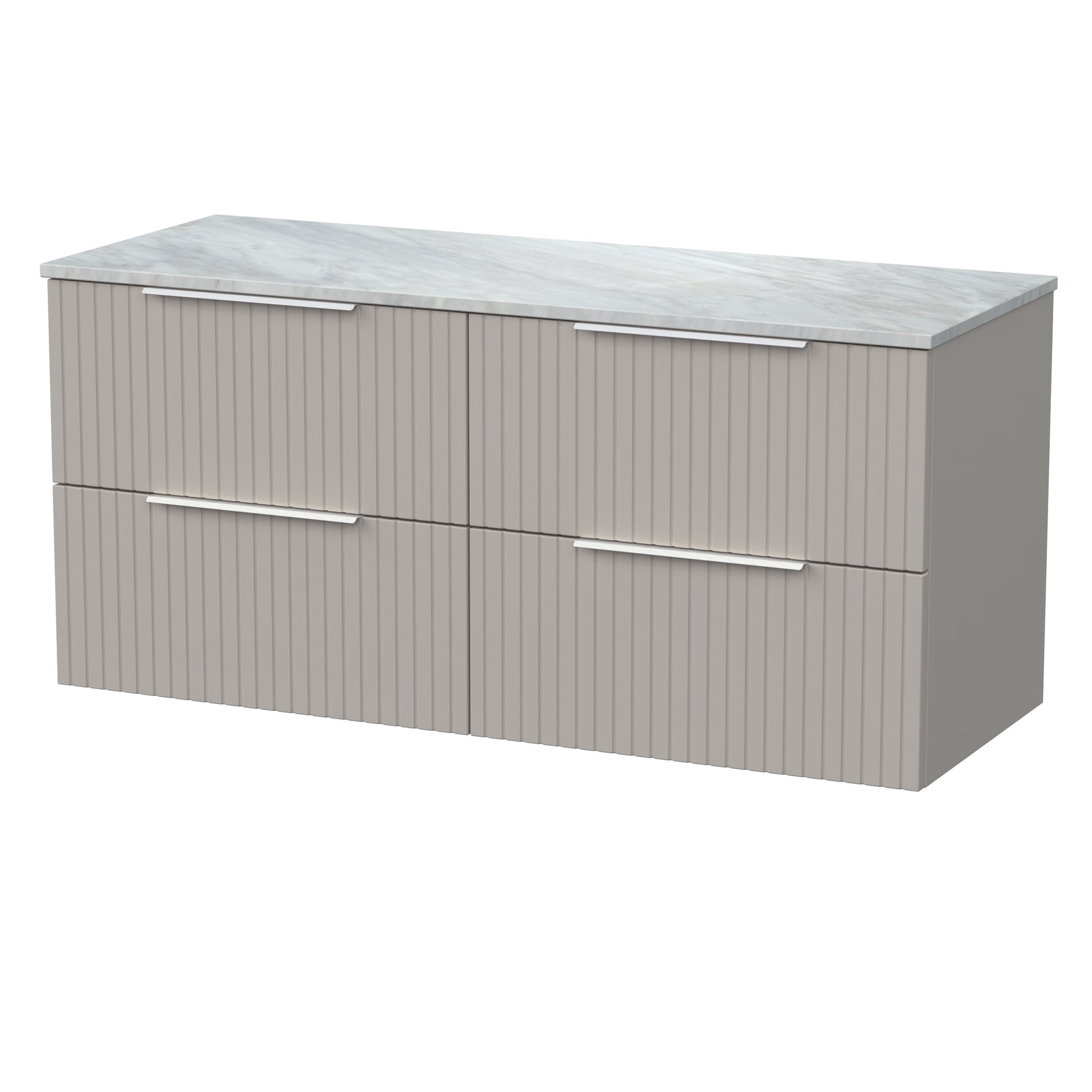 [BFLF3224GMT2] Callingwood Contemporary Wall Hung 4 Drawer 1200mm Vanity Unit with Grey Marble Worktop, Choice of Colour - Cutout