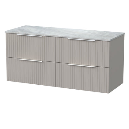 [BFLF3224GMT2] Callingwood Contemporary Wall Hung 4 Drawer 1200mm Vanity Unit with Grey Marble Worktop, Choice of Colour - Cutout