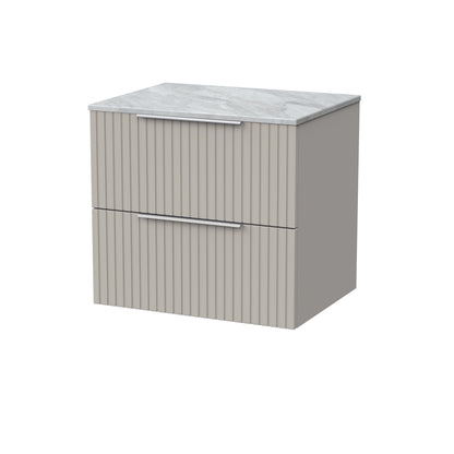 [BFLF3224GMT] Callingwood Contemporary Wall Hung 2 Drawer Vanity Unit with Grey Marble Worktop, Choice of Size and Colour - Cutout