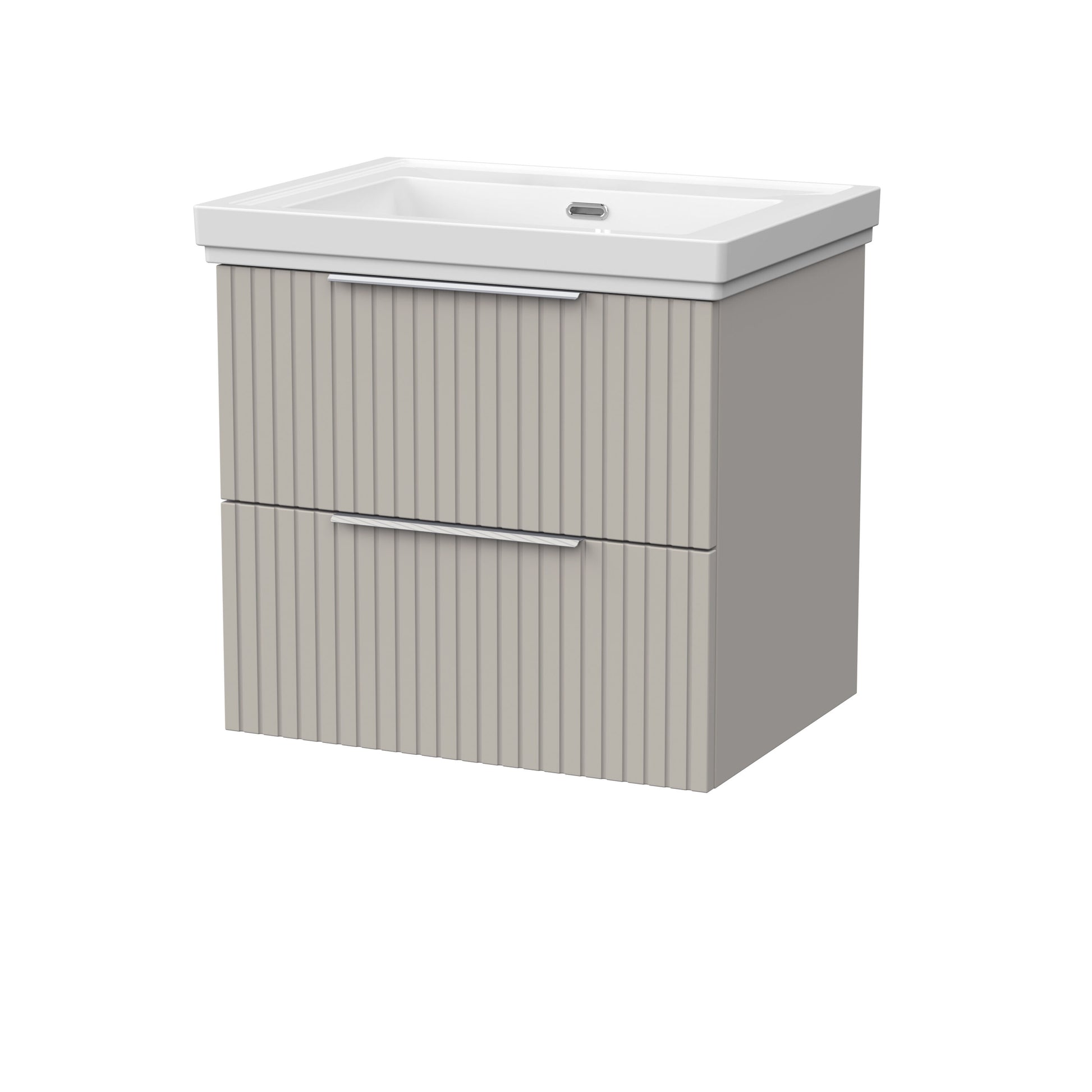 [BFLF3224H] Callingwood Contemporary Wall Hung 2 Drawer Vanity Unit with Traditional 0 Tap Hole Fireclay Basin, Choice of Size and Colour - Cutout