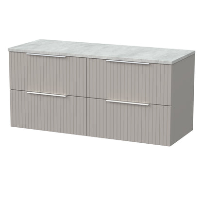 [BFLF3224LBG2] Callingwood Contemporary Wall Hung 4 Drawer 1200mm Vanity Unit with Bellato Grey Laminate Worktop, Choice of Colour - Cutout
