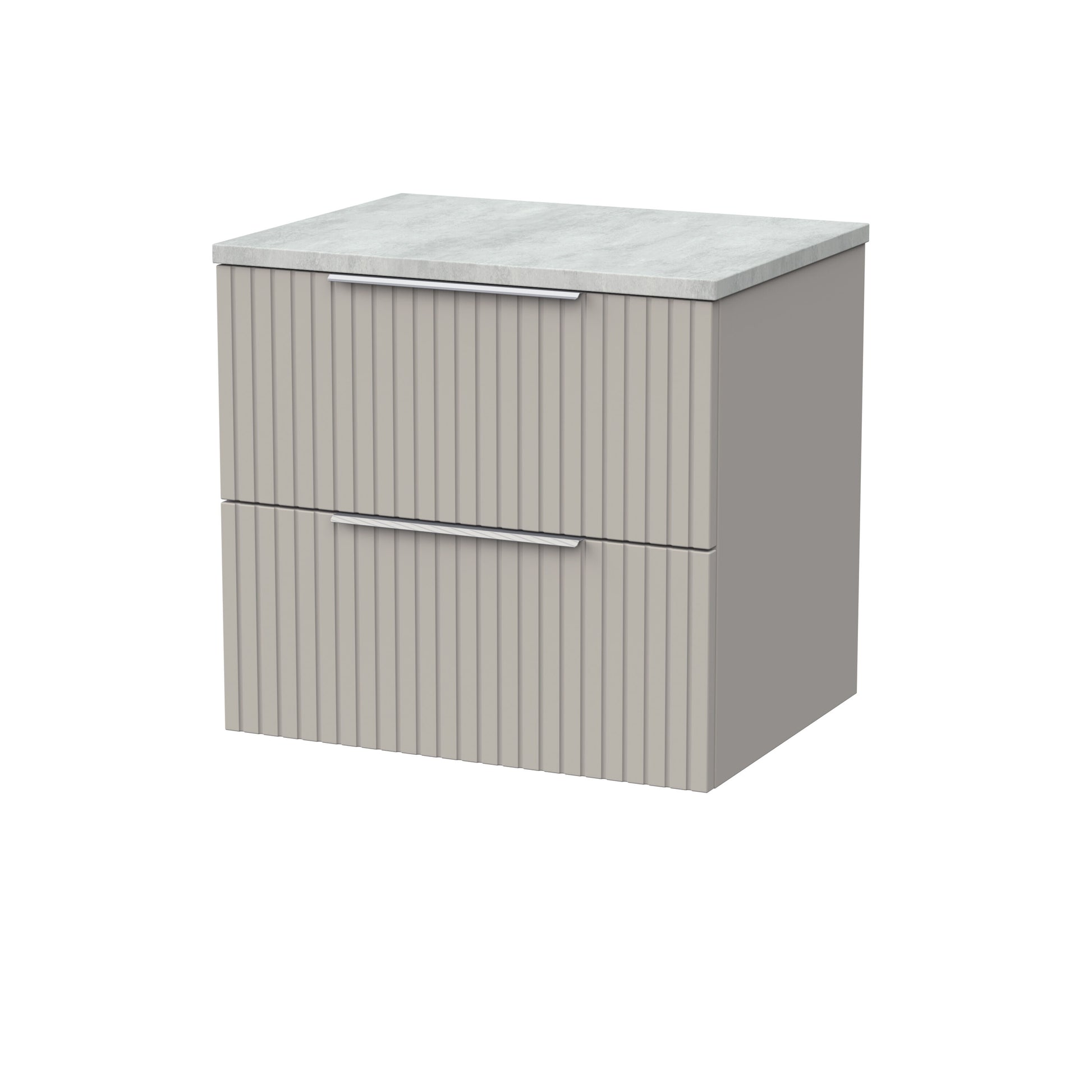 [BFLF3224LBG] Callingwood Contemporary Wall Hung 2 Drawer Vanity Unit with Bellato Grey Laminate Worktop, Choice of Size and Colour - Cutout