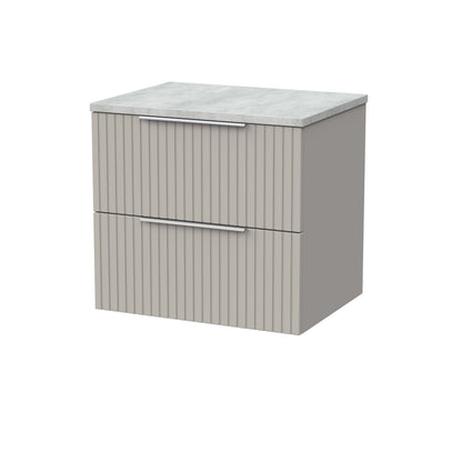 [BFLF3224LBG] Callingwood Contemporary Wall Hung 2 Drawer Vanity Unit with Bellato Grey Laminate Worktop, Choice of Size and Colour - Cutout